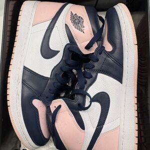 Nike Navy And Pink Jordan 1s